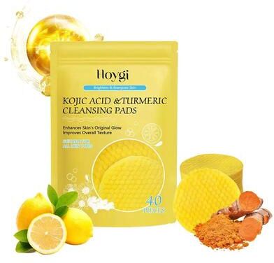 Inspire Select GlowClear Turmeric Kojic Acid Cleansing Pads Exfoliating Facial Sponges For Brightening Skin type C 40 Pads