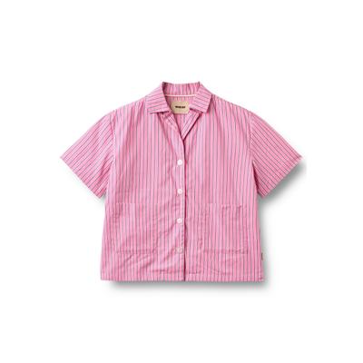 Klassische Bluse WHEAT "WHEAT Shirt S/S Vilma", Mädchen, Gr. 104, pink stripe, 100% Baumwolle (Bio), Blusen Bluse