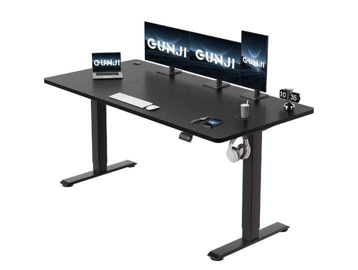 Devoko Bureau réglable en hauteur 160x70 cm Baignoire à câble Bureau électrique stable réglable en hauteur