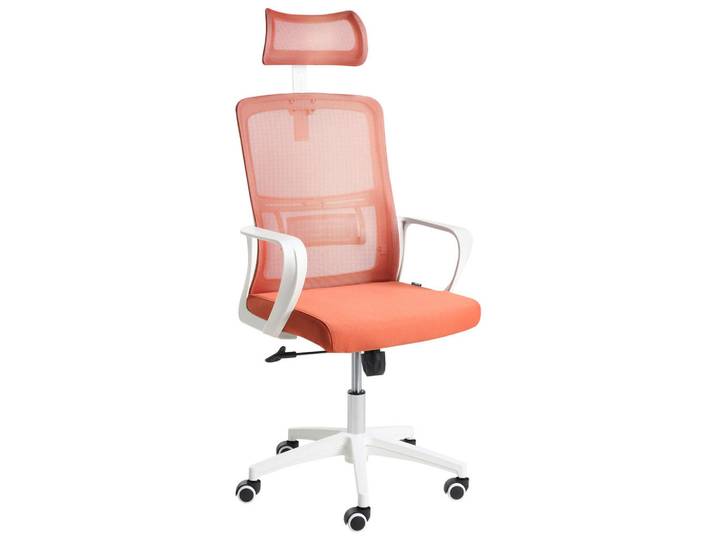 Beliani Bürostuhl Korallenrot Monarch, 46x110x62 cm, Büromöbel, Bürostühle, Drehstühle