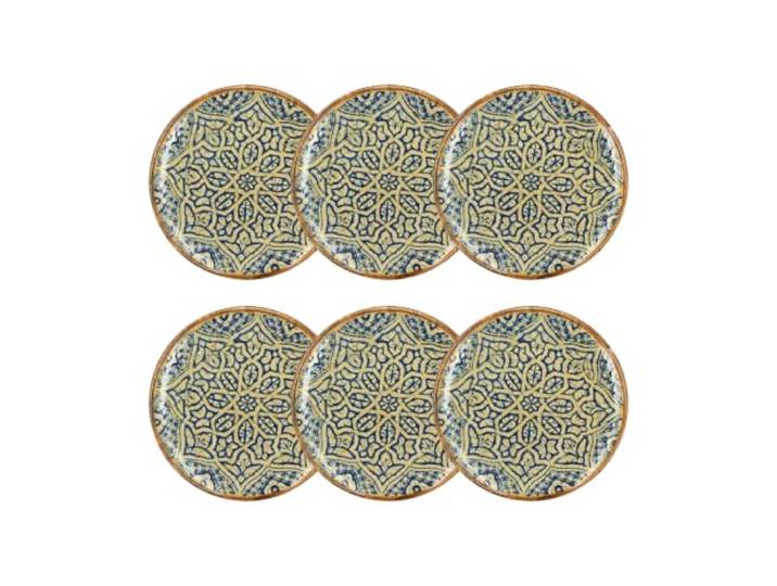 OGO Living Lot de 6 assiettes Plates Calypso 27 cm en porcelaine Bleu