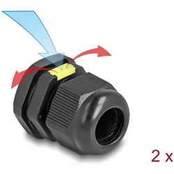 DeLOCK Kabelverschraubung M20 mit Belüftung IP68 staub- und wasserdicht schwarz 2 Stück