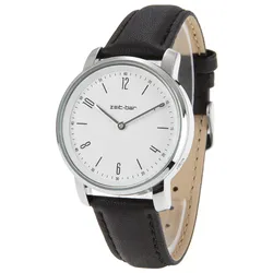 Zeit-Bar Funk-Armbanduhr Damen, Metall-Gehäuse, Leder-Uhrband