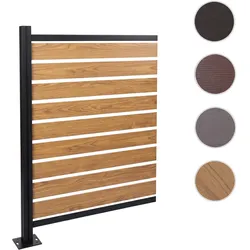 Alu Mülltonnen-Zaun HWC-K57, Erweiterungselement Mülltonnenverkleidung, Holzoptik erweiterbar 130x100x6cm ~ hellbraun