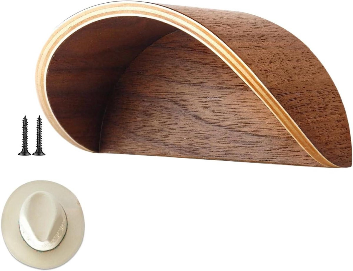 Houten hoedenrek muurhanger organizer voor het opbergen van hoeden - Meerkleurig
