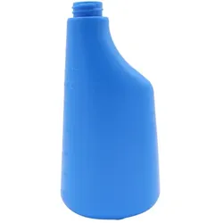 Sprühflasche ohne Sprühkopf blau Leerflasche 600 ml mit Milliliter-Skalierung und transparenter Niveaulinie