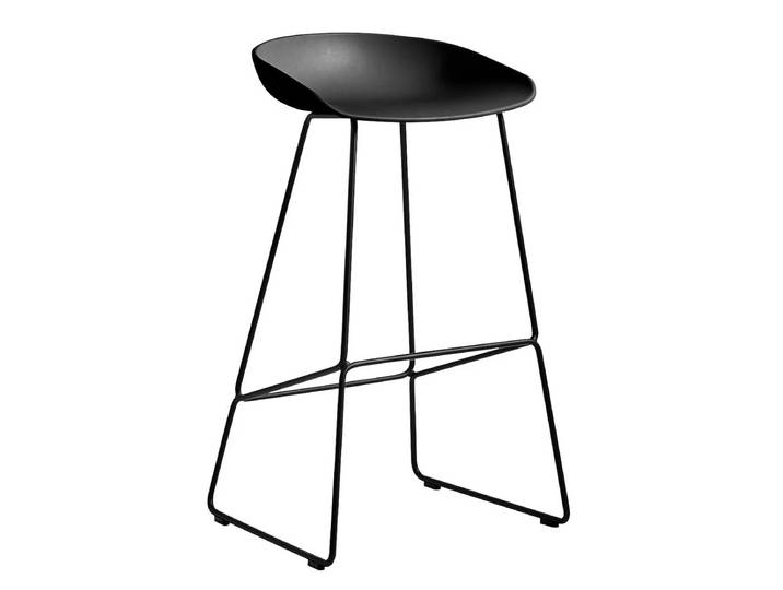 HAY - About A Stool AAS 38 Barhocker H 85, black 2.0 (Kunststoffgleiter)