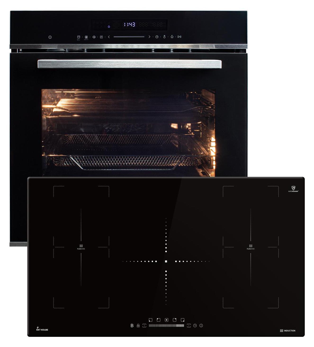 Autarkes Herdset: 60cm Einbaubackofen EB8017ED + 90cm Induktionskochfeld IH89005FZ | Katalyse | Pizzafunktion | Grill | Umluft | Heißluft | Automatik-Timer | SET8017IH890FZ