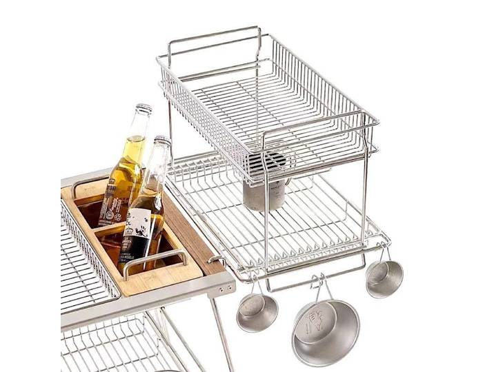 Panier de vidange de Camping IGT, cintre Double couche en acier inoxydable adapté au Camping, support d'extension latéral de bureau IGT ﻿
