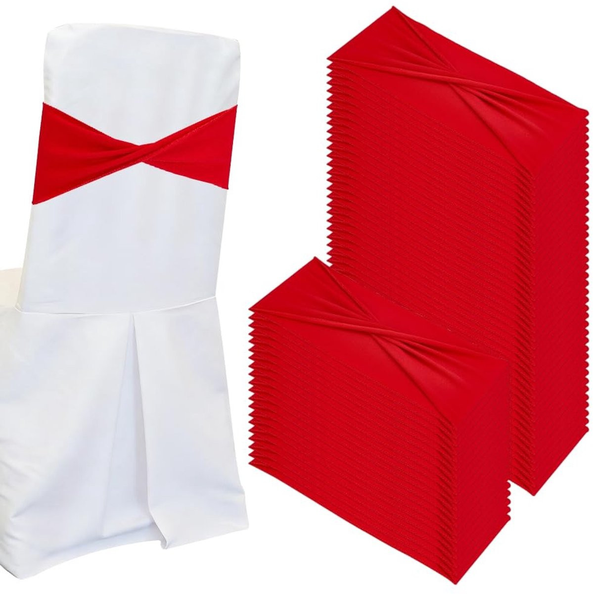 Cosensi Dailygoods Set van 60 Rode Spandex Stoelsjerpen voor Decoratie