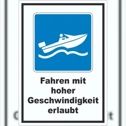 HB-Druck Fahren mit hoher Geschwindigkeit erlaubt Symbol Text Aufkleber A6 (105x148mm)