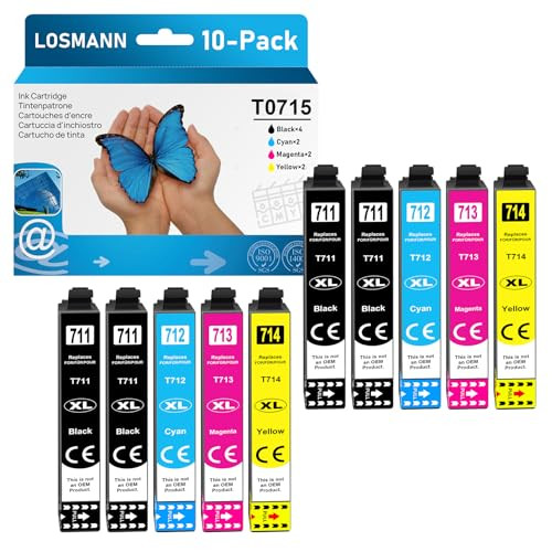 LOSMANN T0715 Inktpatronen Multipack compatibel met Epson T0711 T0712 T0713 T0714 (10 stuks)