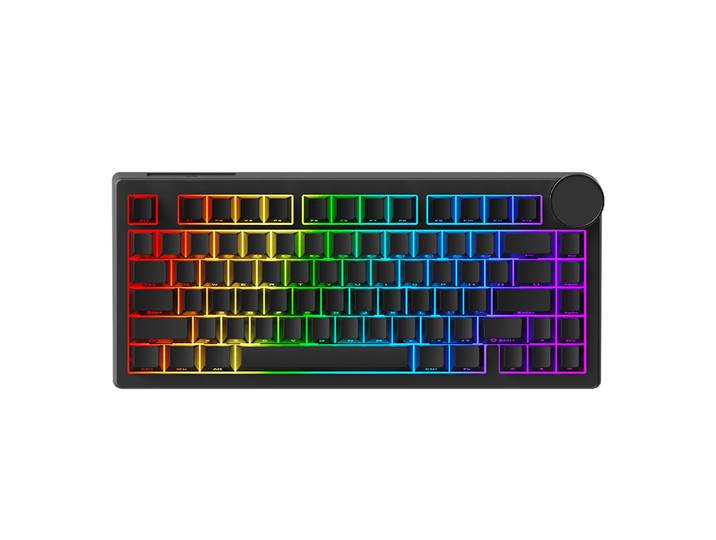 AJAZZ AK820 V2 Clavier mécanique de jeu filaire HE switch magnétique encre latérale noire touches hautes performances taux de retour 8K Starry Sparkle molette métallique multifonctionne format 75 % clavier mécanique de bureau RGB DIY jeu bureau double usa