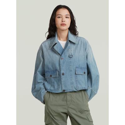 Jeansjacke G-STAR "Parachute Oversized Jacke", Damen, Gr. M, blau (vintage sandstorm), Obermaterial: 100% Baumwolle, Jacken Jeansjacke
