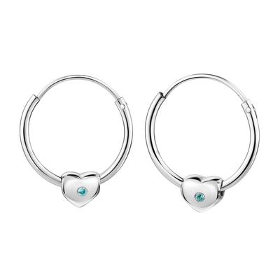 Paar Creolen FIRETTI "Schmuck Geschenk Silber 925 Ohrschmuck Ohrringe Herz", blau (silberfarben, blau, blau), Ohrringe, Damen, 13mm, Silber 925 (Sterlingsilber), mit Zirkonia (synth.) - Einhänger abnehmbar