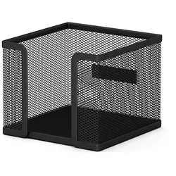 Zettelbox Metall 10x10x8cm Schwarz Notizzettel Box für Notizblock Schreibtisch Organizer Bürozubehör Ordnungshelfer Aufbewahrung für Zettel Memo