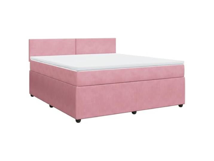 KKgypkn Boxspringbett 180x200 cm Samt Rosa mit Taschenfederkernmatratze und Matratzenauflage, Lattenrost für optimale Unterstützung, Abnehmbarer Bezug