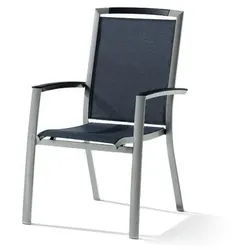 Sieger Stapelsessel TRENTO, Aluminium Graphit / Textilux Grau - Abverkauf
