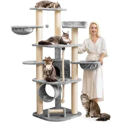 HAPPYPET Großer Kratzbaum Stabil 'Parker' 171 cm - XXL Katzenbaum   Grau