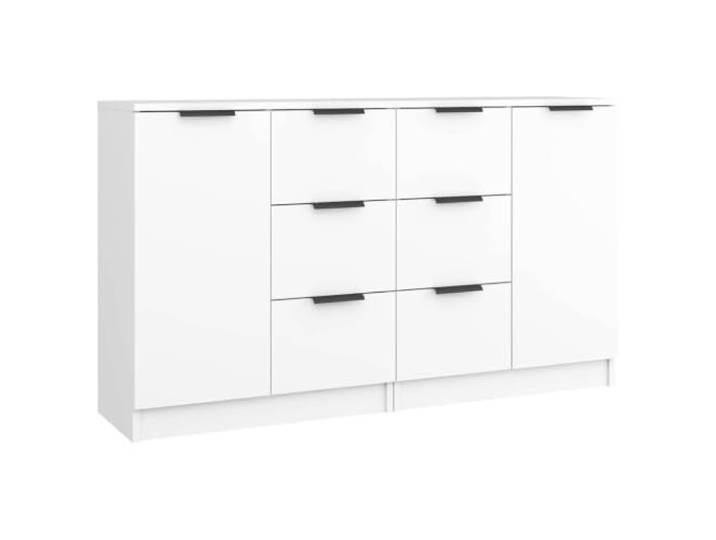 KGFHERENB Sideboards 2er Set Weiß 60x30x70 cm Holzwerkstoff Flexibles Kommoden 2er Set für Wohnzimmer und Flur, pflegeleichter Holzwerkstoff mit stabiler Oberplatte.