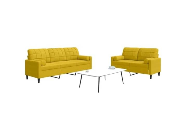 HEFZGDB 2-TLG. Sofagarnitur mit Kissen und Nackenrollen Gelb Samt - Weiche Polsterung und Metallgestell für Robustheit, Modernes Design mit Komfort, Bequeme Sitzflächen