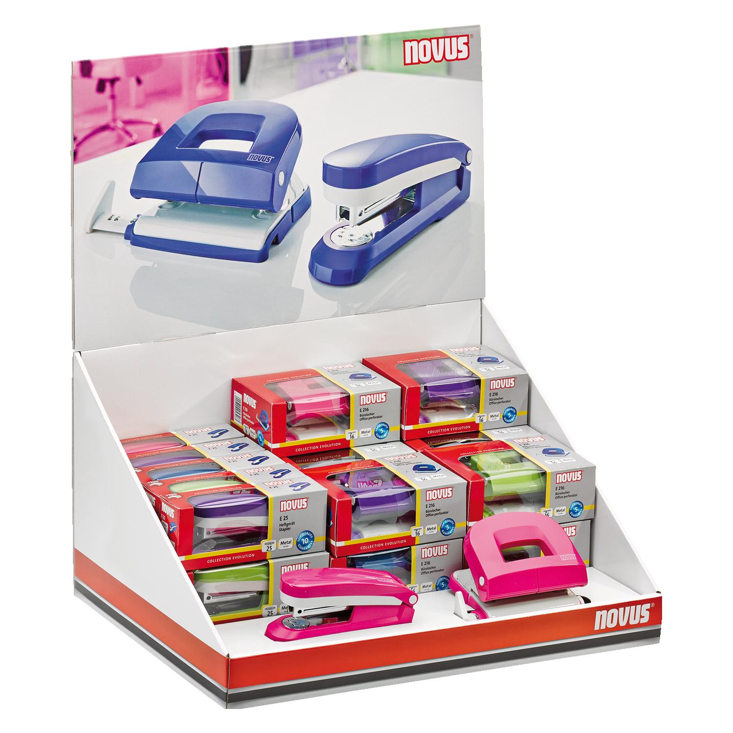 Novus Thekendisplay mit Heftgerät E 25 und Locher E 216 (020-1885)