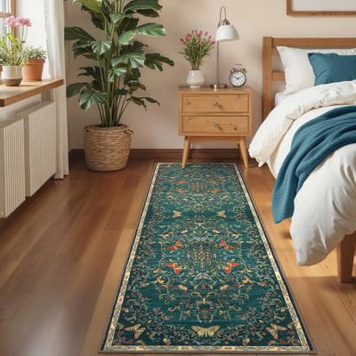 Garvee Vintage Butterfly Floral Washable Area Rug