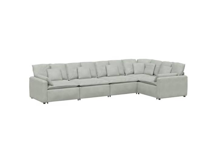 Makastle Modulares Sofa Couch mit Kissen Samt Hellgrau