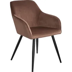 tectake Esszimmerstuhl Marilyn Samtoptik, schwarze Stuhlbeine  Braun/Schwarz