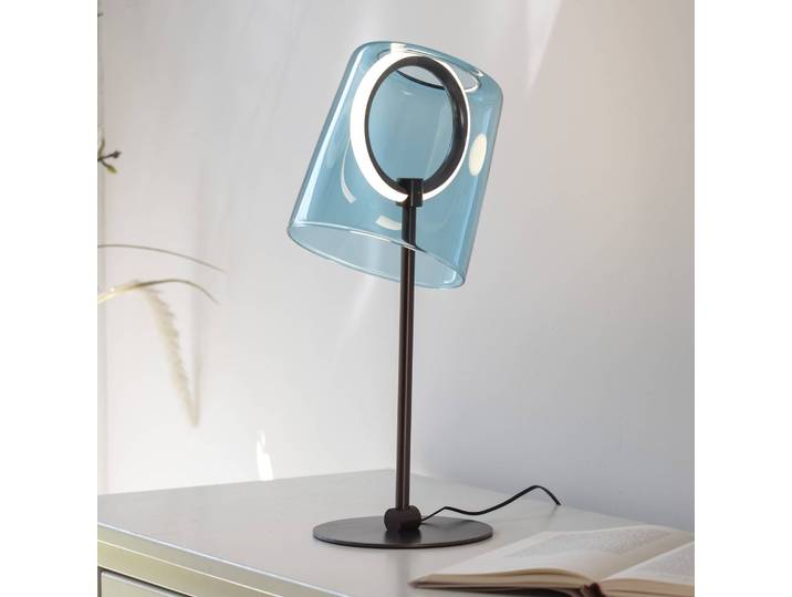 Paul Neuhaus LED Tischlampe Zula, dimmbar, blau, für Wohn- / Esszimmer, Glas, Modern