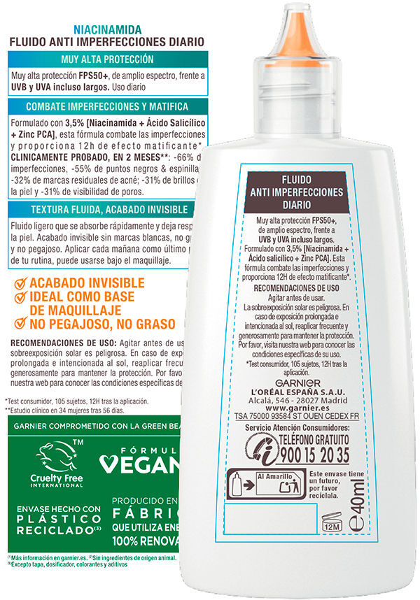 Garnier Delial Super Uv niacinamide anti-imperfections SPF50+ 40 ml