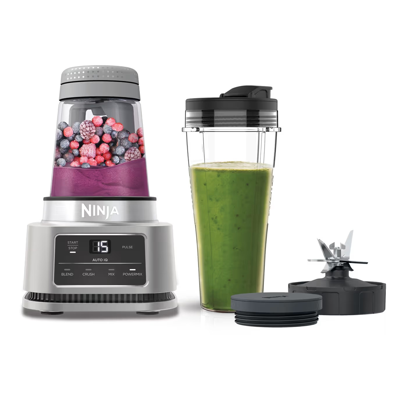 Ninja CB100EU Foodi 2-in-1 Power Nutri Mixer mit Smart Torque & Auto-iQ 1100W