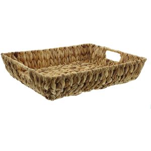 Frank-Flechtwaren Serviertablett eckig, 42 x 32 cm, aus Wasserhyazinthe, mit Griffen, braun