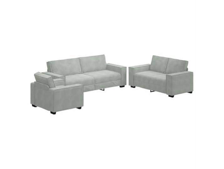 Coespram Sofa Set 3-Teilig, Couch Set Hellgrau aus Leinenmischgewebe Elegantes 3-teiliges Polstermöbel Set in Hellgrau für das Wohnzimmer, bestehend aus Sessel, 2-Sitzer und 3-Sitzer Couch.