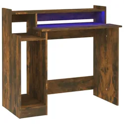 Helloshop26 - Schreibtisch Arbeitsplatz Computermöbel Schreibtisch mit LED-Beleuchtung geräucherte Eiche 97 x 45 x 90 cm braunes 02_0023789