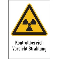 König Werbeanlagen Warnschild Strahlenschutz Kontrollbereich Vorsicht Strahlung (WS 111) - 210x297x0.45 mm Aluminium geprägt