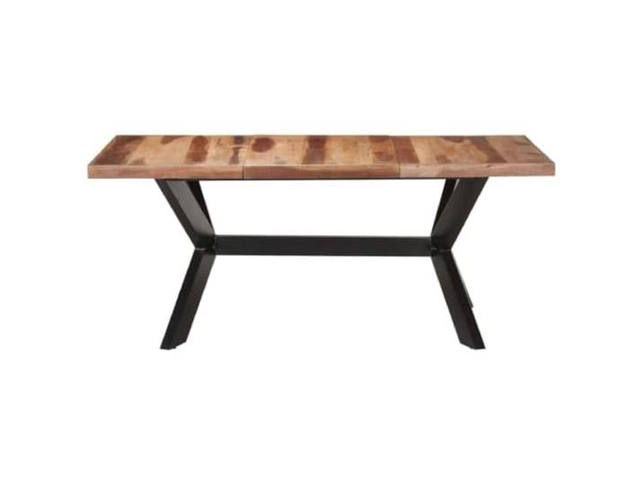 KDACVBMG Esstisch, 180 x 90 x 75 cm, Holz, Honig-Finish Massive Akazie, Gummibaumholz, Stahlbeine, Rahmen aus Kreuz, Industrieoptik, handgefertigt, Unikat