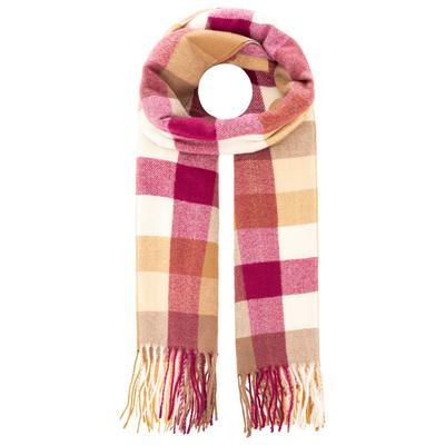 Schal ZWILLINGSHERZ "Classic Karo", Damen, bunt (braun), Obermaterial: 80% Polyester, 20% Viskose, kariert, Modetücher Schal, zeitloses Karomuster, weiche Qualität, Fransenabschluss, multicolor