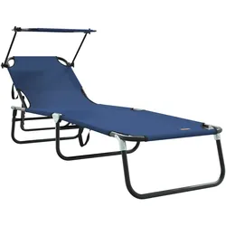 vidaXL Klappbare Sonnenliege mit Sonnendach Blau 600D Oxford Stoff