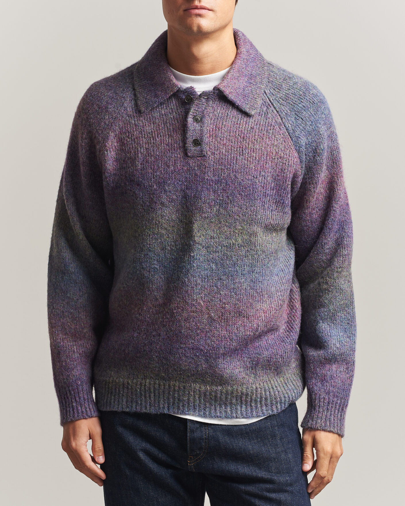 Les Deux Gradient Knitted Polo Spiced Plum men M Lilla