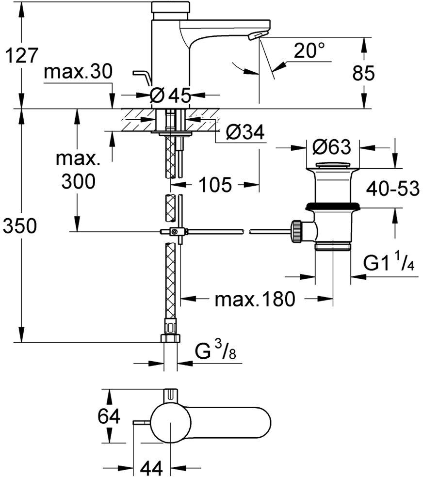 Grohe Eurosmart CT Selbstschluss-Waschtischbatterie