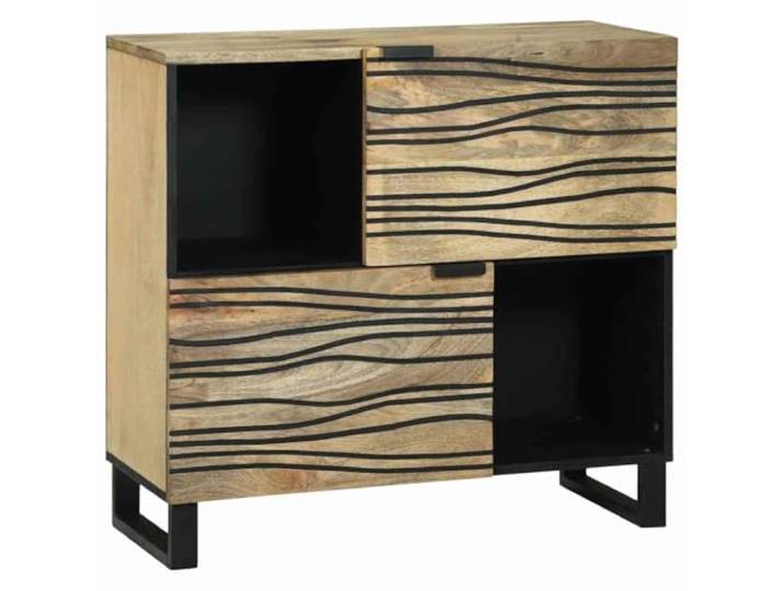 GHVBNMF Sideboard Anrichte Braun 80x33,5x75 cm Massivholz Mangoholz Rustikales Beistellmöbel mit schicken Wellenmuster-Türen für geordneten Stauraum im Esszimmer und Flur.