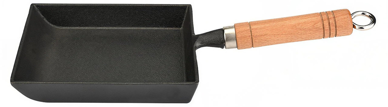 Dripio Gietijzeren Tamagoyaki Pan met Houten Handvat, Rechthoekig, 18 cm
