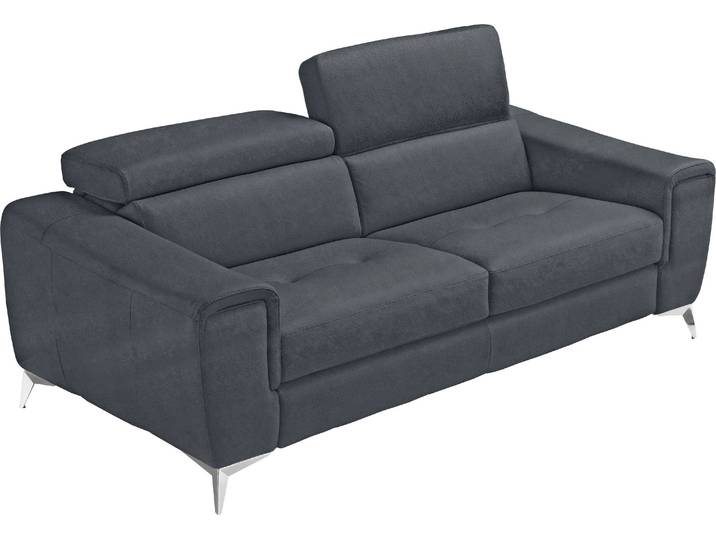 2,5-Sitzer EGOITALIANO Francine, Designsofa, Loungesofa, Breite 213 cm, Fussfarbe chrom , grau (charcoal), B:213cm H:100cm T:106cm, Sofas, 2 5-Sitzer, Designfuss, Luxus-Microfaser BLUSH, charcoal