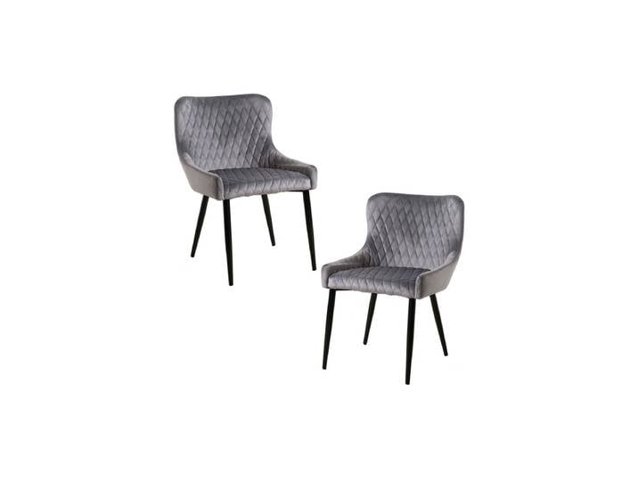 2er Set Sanda Samt Stühle - Gris dunkel