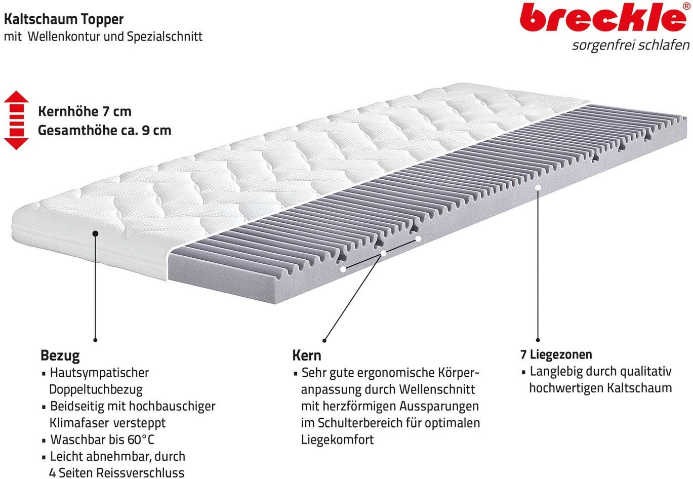 Breckle 7-Zonen Premium Kaltschaum-Topper »Relaxx XXL«, mit Schulterentlastungszone