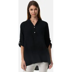 PM SELECTED Damen Musselin Tunika Longbluse mit Tasche PM17