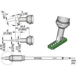 JBC Lötspitze Serie R470 Sondertypen, R470030/Ø 2,0 mm, Pin Lötspitze (Lötspitze), Lötgerät Zubehör