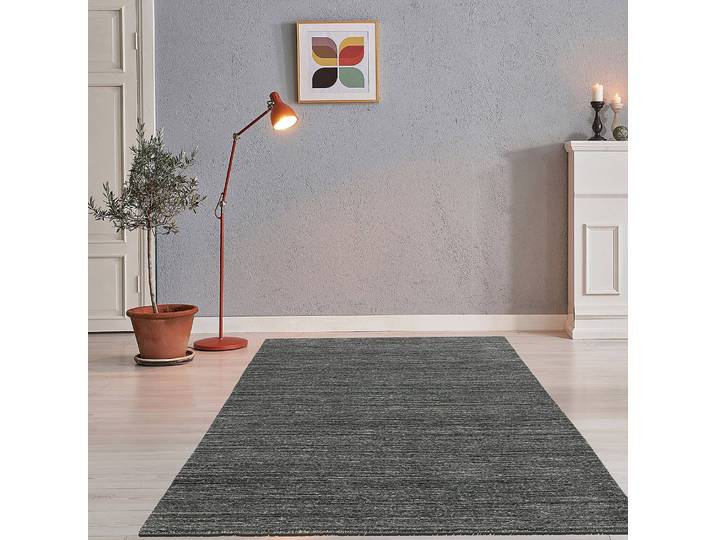 Tapis en laine UNI Noir/Anthracite 140 x 200cm Laine