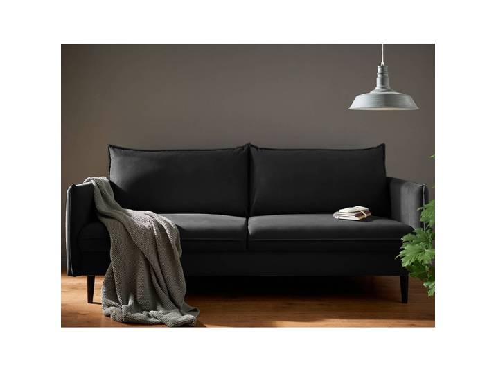 Sofa Palawan 3-Sitzer Schwarz Samt Ravi 199 x 86 x 91cm Skandi